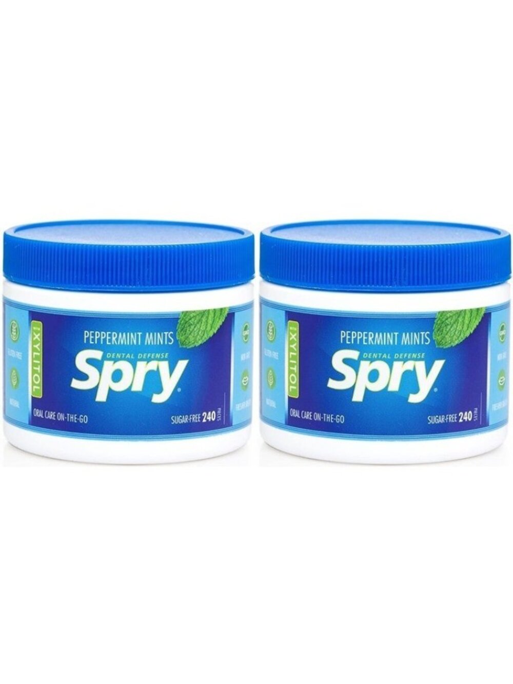 Spry Xylitol Peppermint Mints 240 Ct (2 Pack) Sugar Free Fresh Breath Oral Care